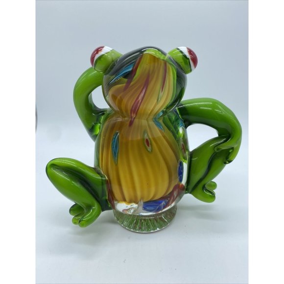 VINTAGE ANN PRIMROSE LARGE ART GLASS MILLEFIORI TREE FROG CRISTALLERIA